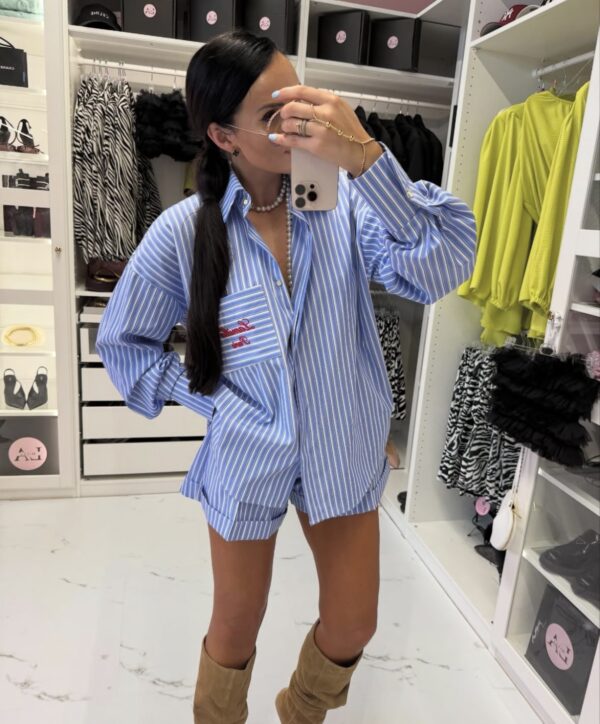 Blau gestreiftes Set – Hemd & Shorts Lamilla Paris