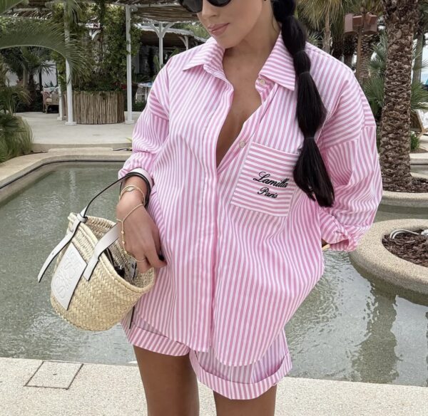 Pink Striped Set – Shirt & Shorts Lamilla Paris