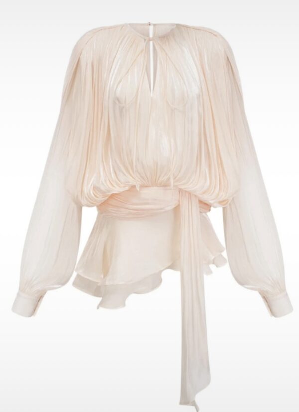 Silk Whisper dress with attached shorts – pearl