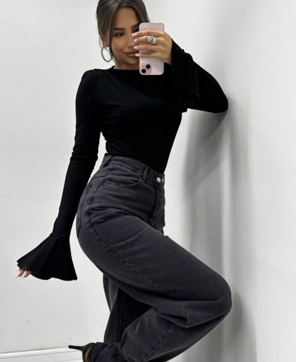 Czarna bluzka z rękawem typu dzwonek – Flared Chic Black