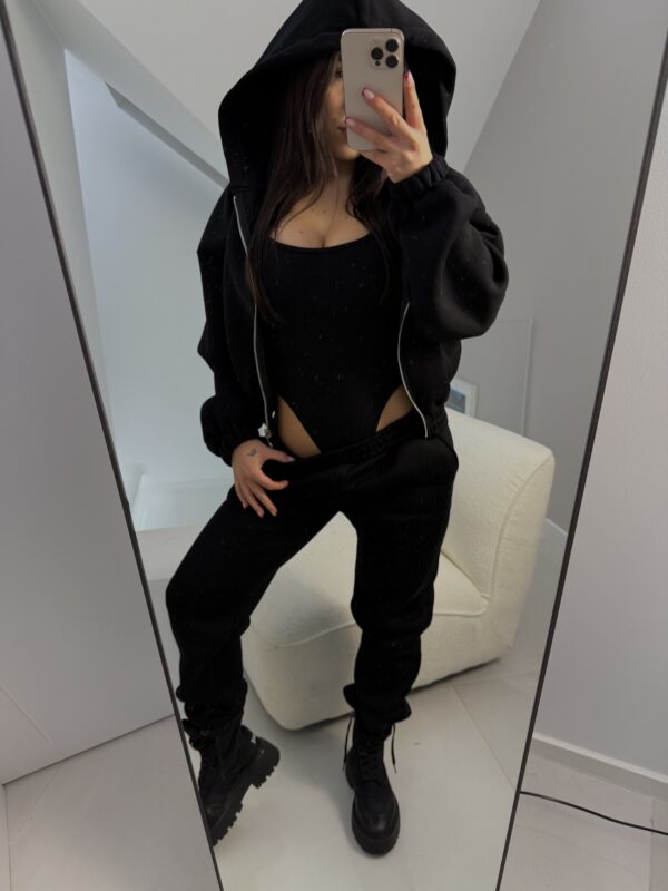 Trzy Częściowy Komplet Dresowy Czarny