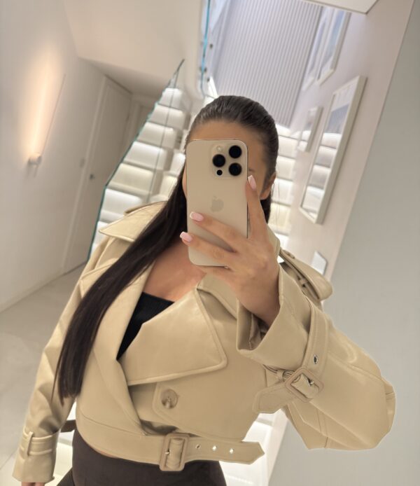 Płaszcz skórzany ÉCLAT Cream