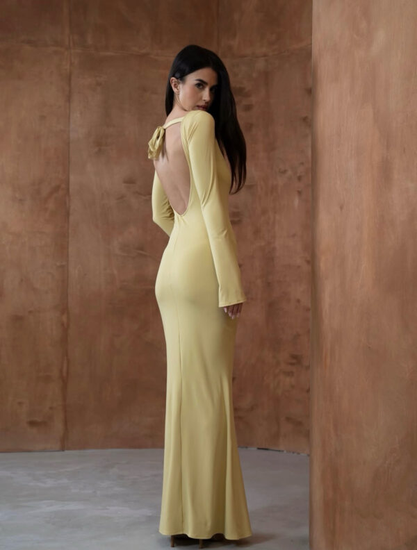 Maxikleid mit offenem Rücken “Luna” – Limonengrün